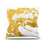 Gold Ink On Water // Throw Pillow (16" L x 16"W)