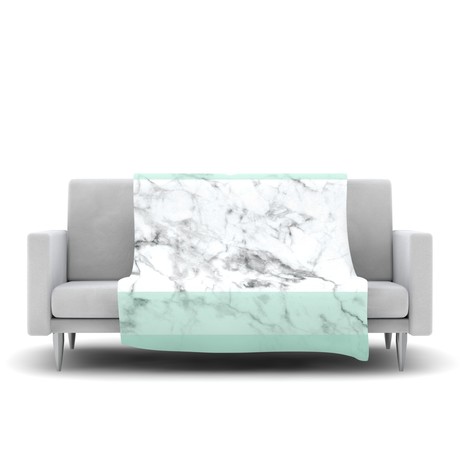 Mint Marble Fade // Fleece Blanket (60" L x 50"W)