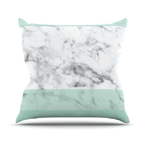 Mint Marble Fade // Throw Pillow (16" L x 16"W)