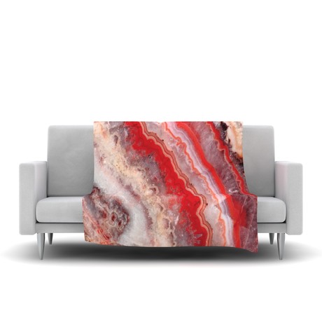 Red Lace Agate // Fleece Blanket (60" L x 50"W)