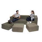 Convertible Sleeper // Sofa + 3 Ottomans (Green)