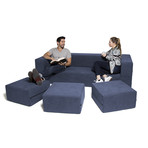 Convertible Sleeper // Sofa + 3 Ottomans (Green)