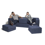 Convertible Sleeper // Sofa + 3 Ottomans (Green)