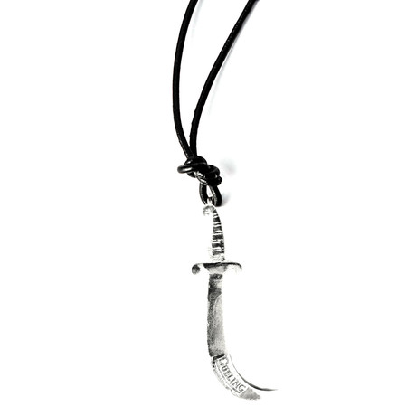 Sterling Silver Scimitar Pendant Necklace (Black)