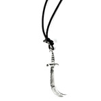 Sterling Silver Scimitar Pendant Necklace (Black)