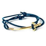 Gold Sword Leather Bracelet (Black)