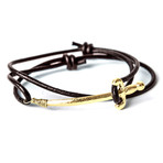 Gold Sword Leather Bracelet (Black)