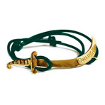 Gold Scimitar Leather Bracelet (Black)