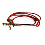 Gold Excalibur Sword Leather Bracelet (Black)