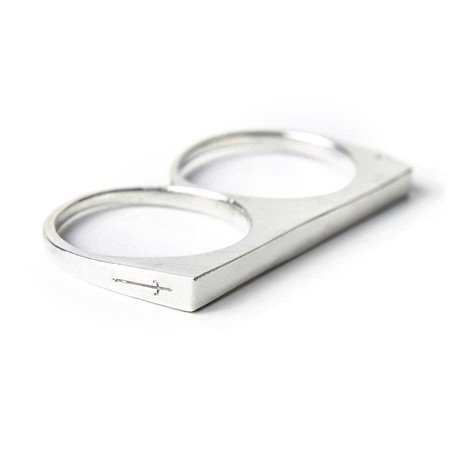 Double Finger Slim Ring // White Brass (Size 7)