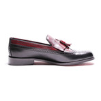 Medallion Toe Tassel Loafer // Black + Bordeaux (Euro: 44)