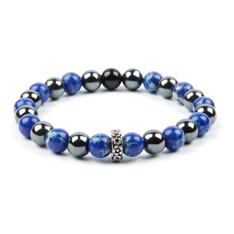 Blue Howlite + Hematite Bracelet