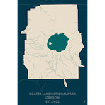 Crater Lake National Park Map (20"W x 30"H x 1.5"D)