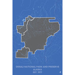 Denali National Park Map (20"W x 30"H x 1.5"D)