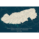 Great Smoky Mountains National Park Map (30"W x 20"H x 1.5"D)