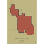 Zion National Park Map (20"W x 30"H x 1.5"D)