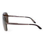 Rimless Shield Sunglasses // Silver + Brown