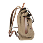 Leather Trimmed Linen Backpack // Beige + Cognac