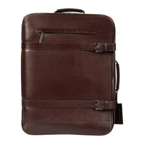 Leather Rolling Luggage Trolley // Brown