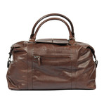 Leather Flap Top Duffel Bag // Brown