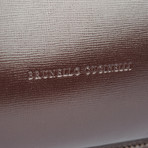 Saffiano Leather Buckle Briefcase // Brown