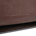 Saffiano Leather Flap Briefcase // Brown