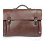Saffiano Leather Double Buckle Briefcase // Brown