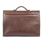 Saffiano Leather Double Buckle Briefcase // Brown