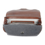 Mixed Texture Briefcase Satchel // Grey + Brown