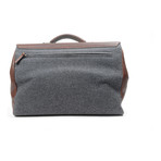 Mixed Texture Briefcase Satchel // Grey + Brown