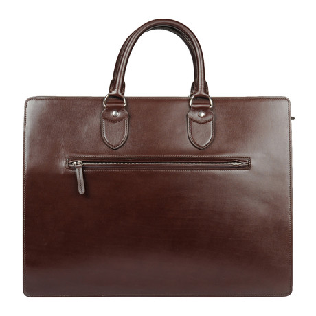 Saffiano Briefcase // Brown