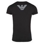 Left Chest Eagle Logo Crew Neck Fitted Tee // Black (S)