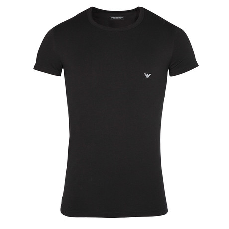 Left Chest Eagle Logo Crew Neck Fitted Tee // Black (S) - Emporio ...