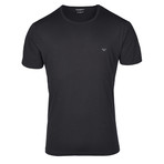 Left Chest Eagle Logo Ribbed Crew Neck Tee // Black (M)