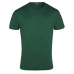 Left Chest Eagle Logo Ribbed Crew Neck Tee // Dark Green (L)