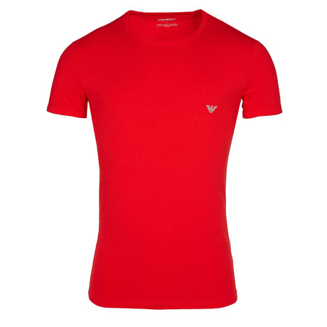 Left Chest Eagle Logo Crew Neck Fitted Tee // Red (S)