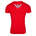 Left Chest Eagle Logo Crew Neck Fitted Tee // Red (S)