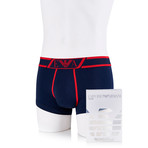 Contrast Logo Band Flyless Boxer Brief // Dark Blue + Red (S)