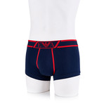 Contrast Logo Band Flyless Boxer Brief // Dark Blue + Red (S)