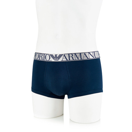 Contrast Satin Band Flyless Boxer Brief // Dark Blue (S)