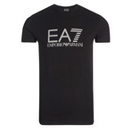 EA7 Hatched Logo Crew Neck Tee // Black (XL)