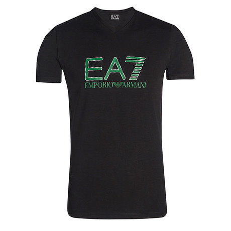 EA7 Dash Logo V-Neck Tee // Black (S)