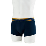 Gold Satin Band Flyless Boxer Brief // Dark Blue + Red // 2 Pack (S)