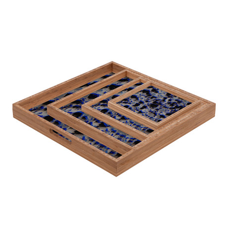 Tossed Boulders Blue Tray (Square)