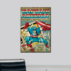 Captain America Comic Panel; Smashing Through Window (Unframed: 18"H x 12"W x 0.4"D)