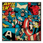 Retro Badge Featuring Captain America (Unframed: 12"H x 12"W x 0.4"D)