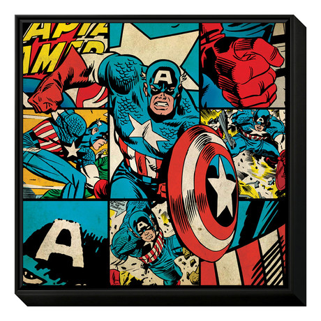 Retro Badge Featuring Captain America (Unframed: 12"H x 12"W x 0.4"D)