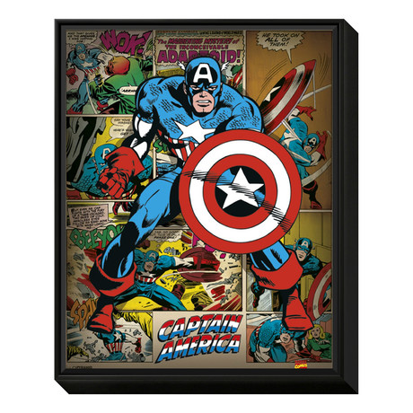 Captain America (Retro) (Unframed: 20"H x 16"W x 0.4"D)