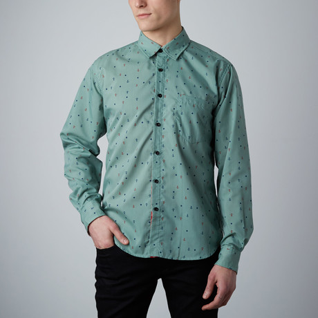 Long-Sleeve Woven Shirt // Teal (S)