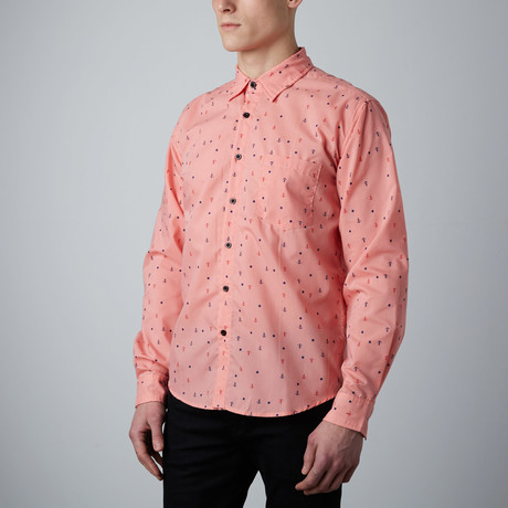 Long-Sleeve Woven Shirt // Pink (S)